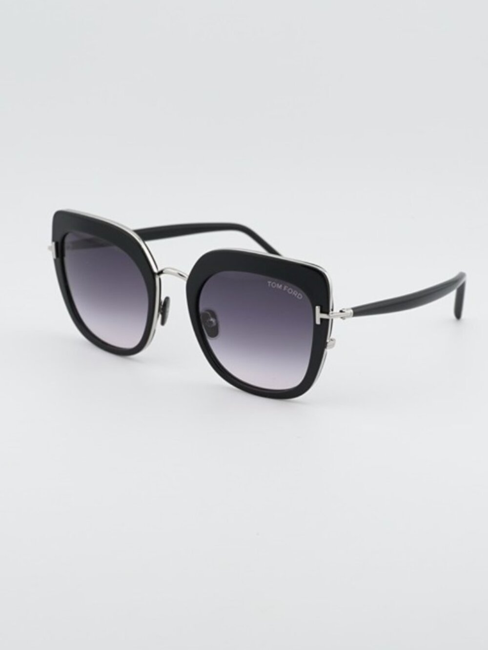 Tom Ford Virginia FT0945 05B Sunglasses Black Cat Eye Frame, Smoke Lenses